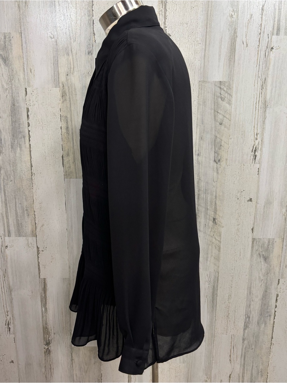 Vintage Black Sheer Panel Button-Up Shirt - Picture 4 of 9